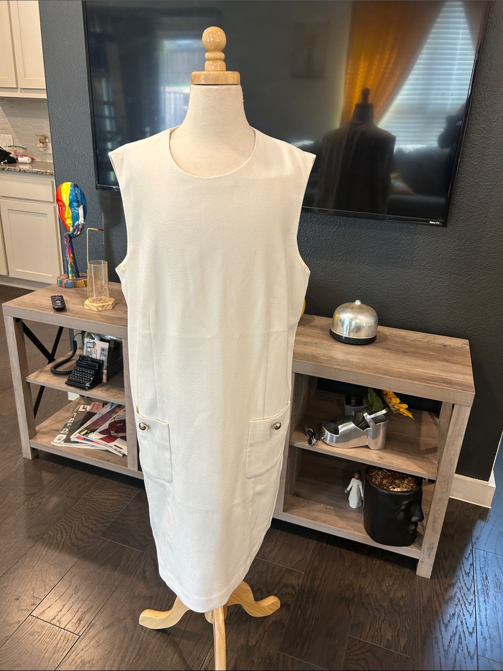 H&M Cream Sleeveless Shift Dress Blazer-Style